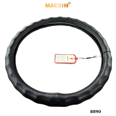 Bọc Vô Lăng Ô Tô Kia Morning MACSIM – 8890 đen chỉ đỏ – Da thật 100%. size M