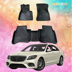 Thảm lót sàn xe ô tô Mercedes S class 2014-nay Nhãn hiệu Macsim chất liệu nhựa TPE cao cấp màu đen