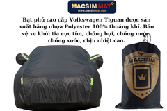 Bạt phủ ô tô  Volkswagen Passat/ Tiguan / Tiguan / Tcross / Polo/ Teramont /TOUAREG  nhãn hiệu Macsim sử dụng trong nhà và ngoài trời chất liệu Polyester - màu đen
