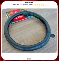 Bọc Vô Lăng Ô Tô Chevrolet Aveo MACSIM – L16T tròn – Da thật màu đen. lõi silicon