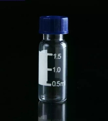 Lọ thủy tinh 2 ml -trắng dùng cho máy sắc ký + nắp xanh (cái)