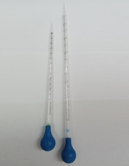 Pipet nhựa thẳng 25ml + bóp cao su màu xanh
