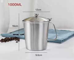 Ca inox 1000ml, chia vạch, có nắp