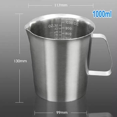 Ca inox 1000ml, chia vạch, không nắp