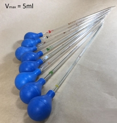 Pipet thủy tinh dài 30cm thể tích 0.5ml và quả bóp cao su