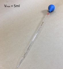 Pipet thủy tinh dài 30cm thể tích 5ml và quả bóp cao su