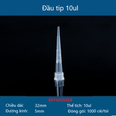 Đầu típ 10 ul TQ, Túi 1000 cái