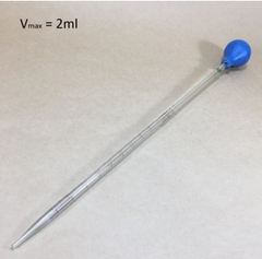 Pipet thủy tinh dài 30cm thể tích 2ml và quả bóp cao su
