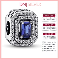 [Chính hãng] Charm bạc 925 cao cấp - Charm Blue Sparkling Leveled Rectangular thích hợp để mix vòng tay charm bạc cao cấp - DN540