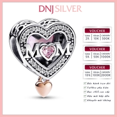 [Chính hãng] Charm bạc 925 cao cấp - Charm Two-tone Openwork Mom & Heart thích hợp để mix vòng tay charm bạc cao cấp - DN567
