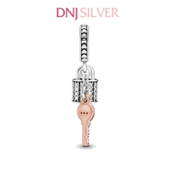 [Chính hãng] Charm bạc 925 cao cấp - Charm Rose Pave Padlock & Key Dangle thích hợp để mix vòng tay charm bạc cao cấp - DN601