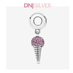 [Chính hãng] Charm bạc 925 cao cấp - Charm Pave Ice Cream Cone Pink Sapphire thích hợp để mix vòng tay charm bạc cao cấp - DN596