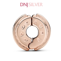 [Chính hãng] Charm bạc 925 cao cấp - Charm Rose Sparkling Pave Lines & Logo Clip thích hợp để mix vòng tay charm bạc cao cấp - DN613