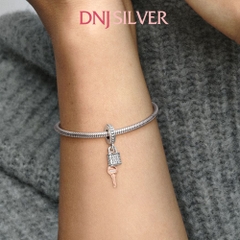 [Chính hãng] Charm bạc 925 cao cấp - Charm Rose Pave Padlock & Key Dangle thích hợp để mix vòng tay charm bạc cao cấp - DN601