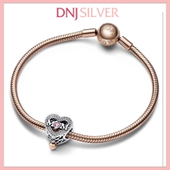 [Chính hãng] Charm bạc 925 cao cấp - Charm Two-tone Openwork Mom & Heart thích hợp để mix vòng tay charm bạc cao cấp - DN567