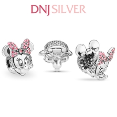 [Chính hãng] Charm bạc 925 cao cấp - Charm Disney Minnie Mouse Pink Pavé Bow Clip thích hợp để mix vòng tay charm bạc cao cấp - DN278