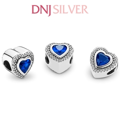 [Chính hãng] Charm bạc 925 cao cấp - Charm Sparkling Blue Heart thích hợp để mix vòng tay charm bạc cao cấp - DN124