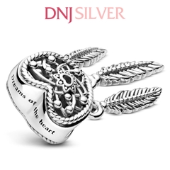 [Chính hãng] Charm bạc 925 cao cấp - Charm Openwork Heart & Three Feathers Dreamcatcher thích hợp để mix vòng tay charm bạc cao cấp - DN022