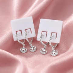 Bông Tai Bạc Cho Bé - Khoen Charm Đồng Xu Và Giọt Đá - BTB006