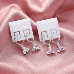 Bông Tai Bạc Cho Bé - Khoen Charm Nơ Và Hoa - BTB008