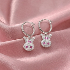 Bông Tai Bạc Cho Bé - Khoen Charm Thỏ - BTB011