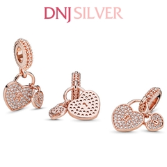 [Chính hãng] Charm bạc 925 cao cấp - Charm RoseGold Pavé Heart Padlocks Dangle thích hợp để mix vòng tay charm bạc cao cấp - DN024
