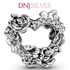 [Chính hãng] Charm bạc 925 cao cấp - Charm Open Heart & Rose Flowers thích hợp để mix vòng tay charm bạc cao cấp - DN153