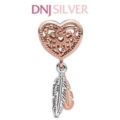 [Chính hãng] Charm bạc 925 cao cấp - Charm Openwork Heart & Two Feathers Dreamcatcher thích hợp để mix vòng tay charm bạc cao cấp - DN021