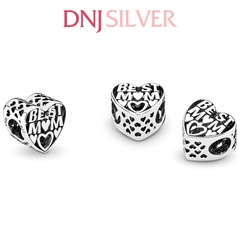 [Chính hãng] Charm bạc 925 cao cấp - Charm Best Mother Openwork Heart thích hợp để mix vòng tay charm bạc cao cấp - DN432