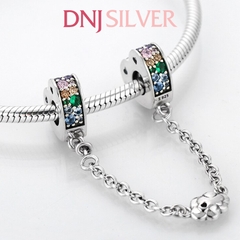 [Chính hãng] Charm bạc 925 cao cấp - Charm Rainbow Pavé Hearts & Cloud Safety Chain thích hợp để mix vòng tay charm bạc cao cấp - DN404