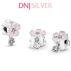 [Chính hãng] Charm bạc 925 cao cấp - Charm Dangling Pink Cherry Blossom Flower thích hợp để mix vòng tay charm bạc cao cấp - DN328