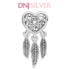 [Chính hãng] Charm bạc 925 cao cấp - Charm Openwork Heart & Three Feathers Dreamcatcher thích hợp để mix vòng tay charm bạc cao cấp - DN022
