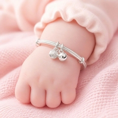 Vòng Tay Bạc Nguyên Chất 99 Cho Bé - Charm Thú Và Bùa Bình An - VTB99B007
