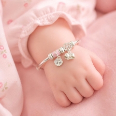Vòng Tay Bạc Nguyên Chất 99 Cho Bé - Charm Thú Và Bùa Bình An - VTB99B007
