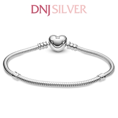 Vòng tay charm bạc 925 cao cấp - Vòng charm Moments Mickey Mouse Heart Clasp Snake Chain - Vòng tay dành cho nam và nữ - Vòng mềm