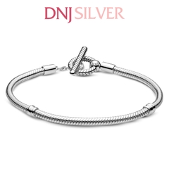 Vòng tay charm bạc 925 cao cấp - Vòng charm Moments T-Bar Snake Chain - Vòng tay dành cho nam và nữ - Vòng mềm