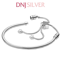 Vòng tay charm bạc 925 cao cấp - Vòng charm Moments Pavé Star & Snake Chain Sliding - Vòng tay dành cho nam và nữ - Vòng mềm