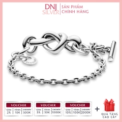 Vòng tay charm bạc 925 cao cấp - Vòng charm Knotted Heart T-Bar - Vòng tay dành cho nam và nữ - Vòng mềm