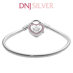 Vòng tay charm bạc 925 cao cấp - Vòng charm Moments Heart Padlock Clasp Snake Chain - Vòng tay dành cho nam và nữ - Vòng mềm