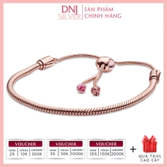 Vòng tay charm bạc 925 cao cấp - Vòng charm Moments Pink Peach Blossom Flower Snake Chain Slider - Vòng tay dành cho nam và nữ - Vòng mềm