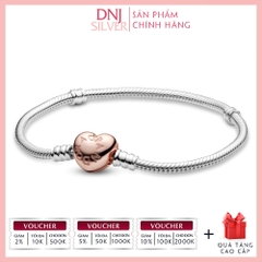 Vòng tay charm bạc 925 cao cấp - Vòng charm Moments Heart Clasp Snake Chain - Vòng tay dành cho nam và nữ - Vòng mềm