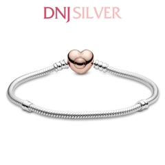 Vòng tay charm bạc 925 cao cấp - Vòng charm Moments Heart Clasp Snake Chain - Vòng tay dành cho nam và nữ - Vòng mềm