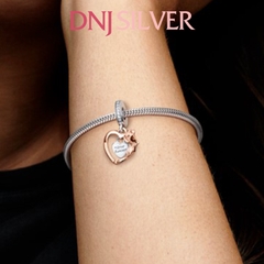 [Chính hãng] Charm bạc 925 cao cấp - Charm Heart & Rose Flower Dangle thích hợp để mix vòng tay charm bạc cao cấp - DN065