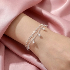 Lắc Tay Bạc 999 Cho Nữ - Dây Đôi Charm Bi Treo - LTB999N011