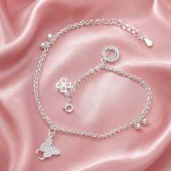 Lắc Chân Bạc Cho Nữ - Cỏ Bốn Lá Charm Cây - LCBN010