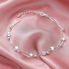 Lắc Chân Bạc Cho Nữ - Ống Trụ Charm Ngôi Sao - LCBN019
