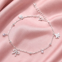 Lắc Chân Bạc Cho Nữ - Charm Nơ Nhiều Kiểu - LCBN035