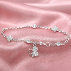 Lắc Tay Bạc Ta Cho Nữ - Hoa Cúc Charm Cỏ Bốn Lá - LTBTN012