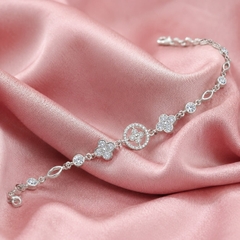 Lắc Tay Bạc Ta Cho Nữ - Vòng Tròn Hoa Charm Giọt - LTBTN021