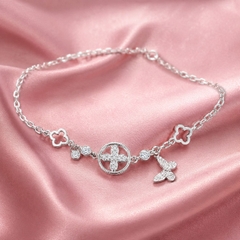Lắc Tay Bạc Ta Cho Nữ - Vòng Tròn Hoa Charm Chong Chóng - LTBTN024